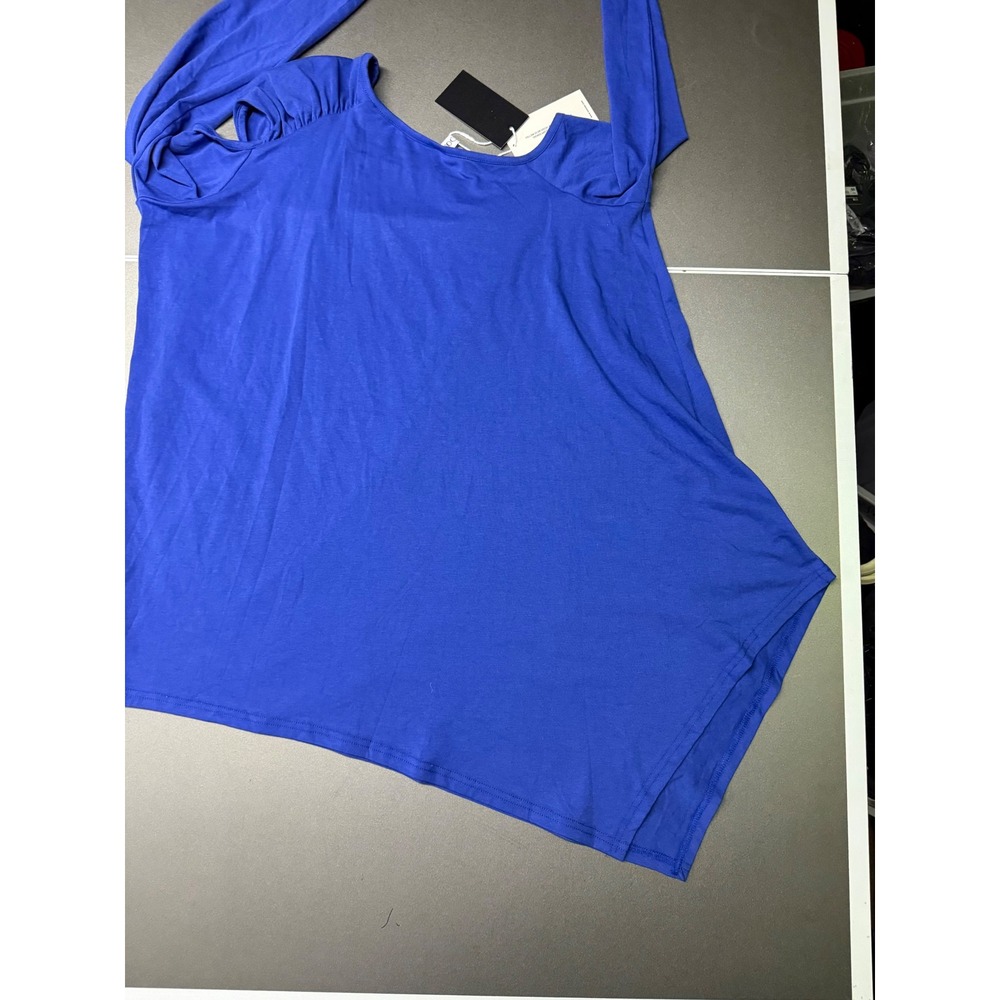 Uoozee Royal Blue Cold Shoulder Asymmetrical Ring Detail Long Sleeve Top L NEW - Picture 11 of 11